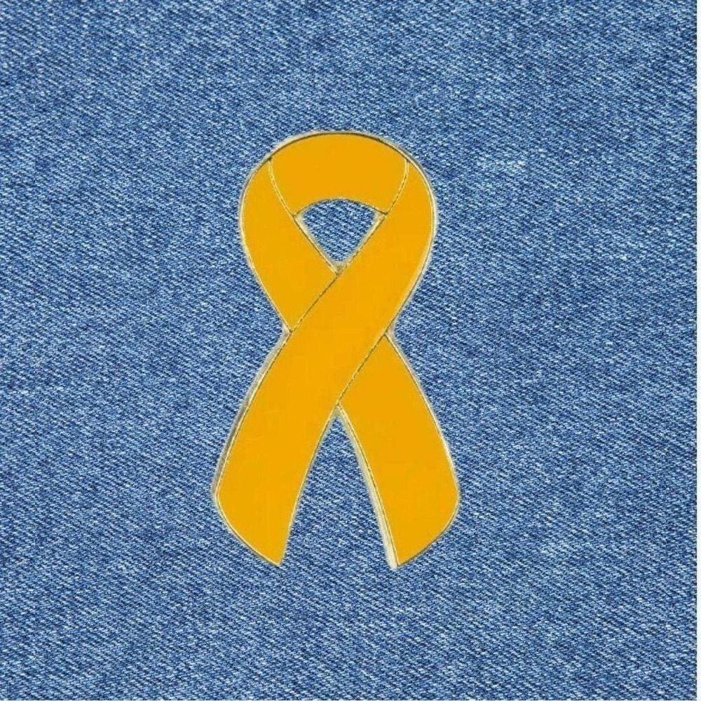 Yellow Awareness Ribbon Enamel Pin Gold Tone Support Cause Lapel Hat Accessory